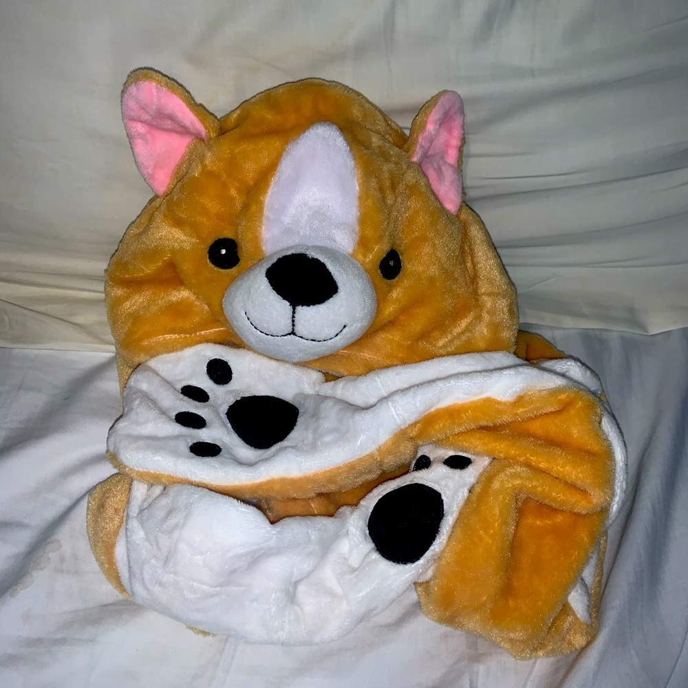 Babble headz 2 in 1 corgi dog plush and hat